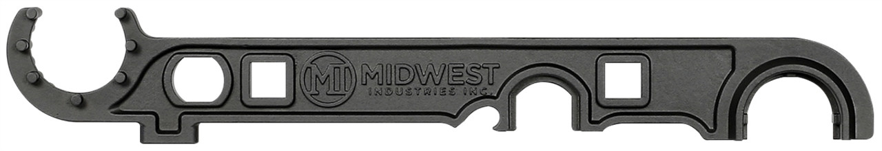 Midwest Industries Professional Armorer's Wrench for AR rifles, showcasing versatile design for barrel nuts and muzzle devices.